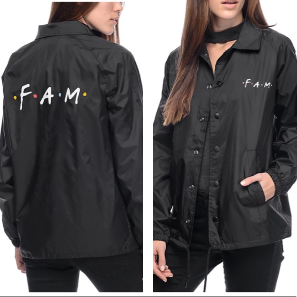Know Bad Daze Fam Black Coaches Jacket Windbreaker Coat